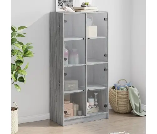 Kõrge Kapp Ustega, Must, 68X37X142 cm Tehispuit