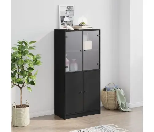 Augstais Skapītis Ar Durvīm, Melns, 68X37X142 Cm Vidaxl