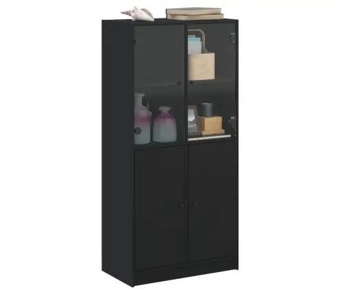 Augstais Skapītis Ar Durvīm, Melns, 68X37X142 Cm Vidaxl