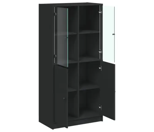 Augstais Skapītis Ar Durvīm, Melns, 68X37X142 Cm Vidaxl