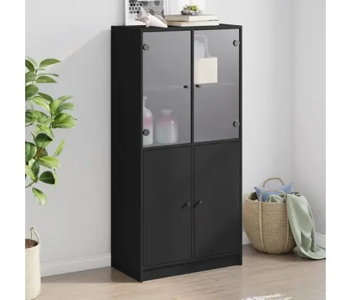 Augstais Skapītis Ar Durvīm, Melns, 68X37X142 Cm Vidaxl