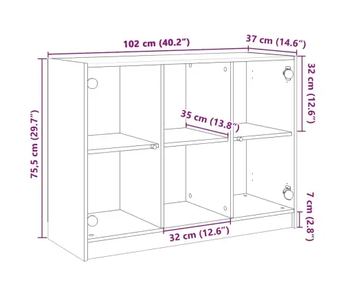 Puhvetkapp, Sonoma Tamm, 102X37X75,5 cm Tehispuit
