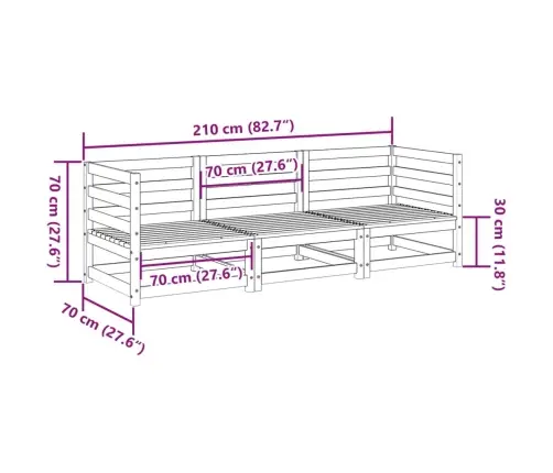 3-Daļīgs Dārza Dīvānu Komplekts, Vaska Brūnas Priedes Masīvkoks Vidaxl