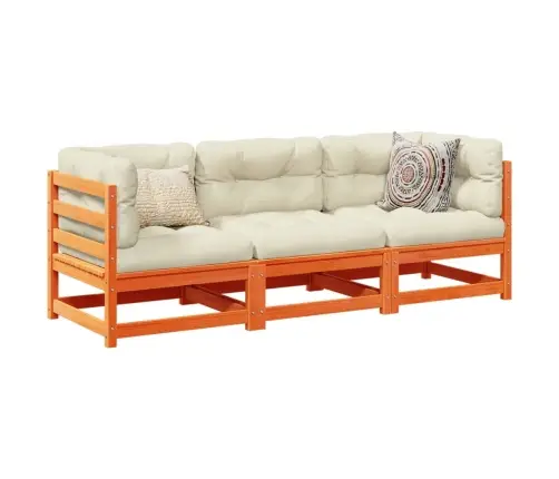 3-Daļīgs Dārza Dīvānu Komplekts, Vaska Brūnas Priedes Masīvkoks Vidaxl