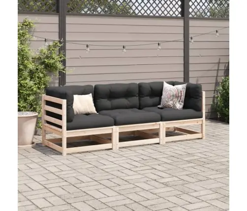 3-Daļīgs Dārza Dīvānu Komplekts, Matrači, Priedes Koks Vidaxl