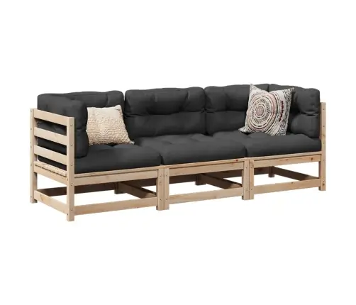 3-Daļīgs Dārza Dīvānu Komplekts, Matrači, Priedes Koks Vidaxl