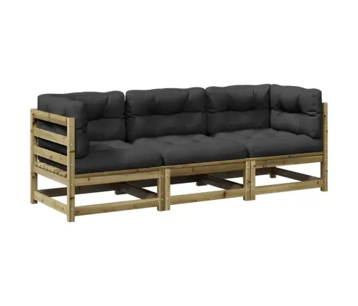 3-Daļīgs Dārza Dīvānu Komplekts, Matrači, Priede Vidaxl