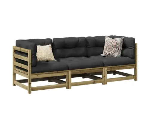 3-Daļīgs Dārza Dīvānu Komplekts, Matrači, Priede Vidaxl