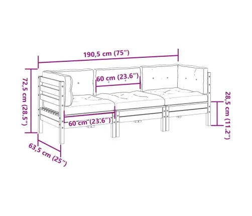 Sodo Komplektas Su Pagalvėlėmis, 3 Dalių, Impregnuota Pušis