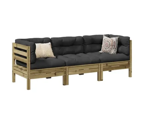 Sodo Komplektas Su Pagalvėlėmis, 3 Dalių, Impregnuota Pušis