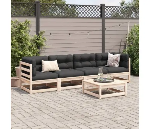 5-Daļīgs Dārza Mēbeļu Komplekts Ar Matračiem, Priedes Masīvkoks Vidaxl