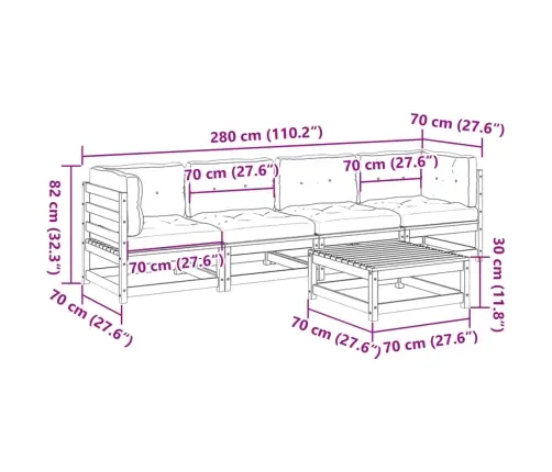 5-Osaline Aiadiivani Komplekt Patjadega, Vahapruun, Männipuit