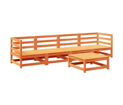 Sodo Sofos Komplektas, 5 Dalių, Vaško Rudas, Pušies Masyvas