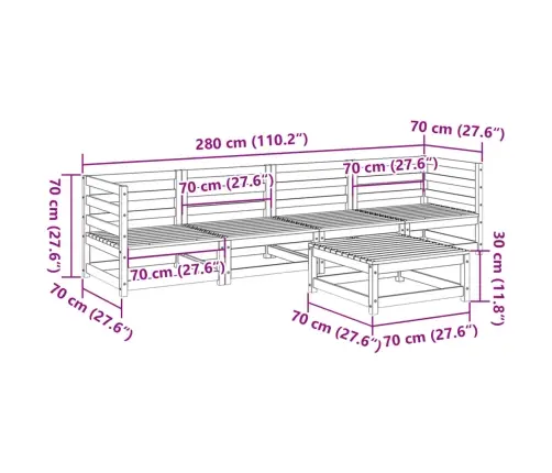 Sodo Sofos Komplektas, 5 Dalių, Vaško Rudas, Pušies Masyvas