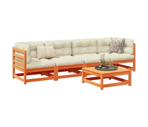 Sodo Sofos Komplektas, 5 Dalių, Vaško Rudas, Pušies Masyvas