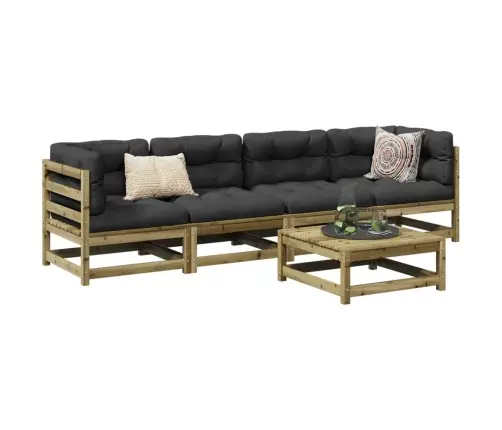 5-Daļīgs Dārza Dīvānu Komplekts, Impregnēts Priedes Koks Vidaxl