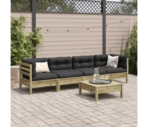 5-Daļīgs Dārza Dīvānu Komplekts, Matrači, Priede Vidaxl