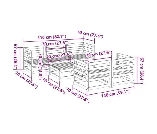 6-Daļīgs Dārza Dīvānu Komplekts, Egles Masīvkoks Vidaxl