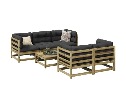 6-Daļīgs Dārza Dīvāna Komplekts, Impregnēts Priedes Koks Vidaxl