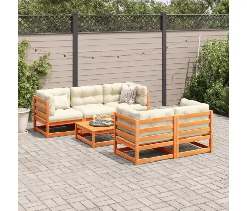 6-Daļīgs Dārza Dīvānu Komplekts, Matrači, Brūns Priedes Koks Vidaxl