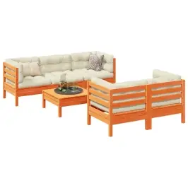 Sodo Komplektas Su Pagalvėlėmis, 6 Dalių, Vaško Rudas, Pušis