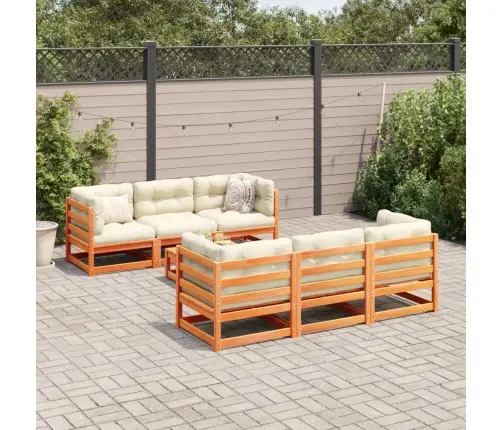 Sodo Sofos Komplektas, 7 Dalių, Vaško Rudas, Pušies Masyvas