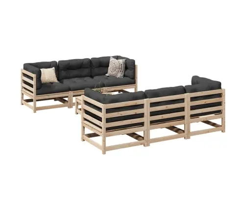 7-Daļīgs Dārza Dīvānu Komplekts Ar Matračiem, Priedes Koks Vidaxl