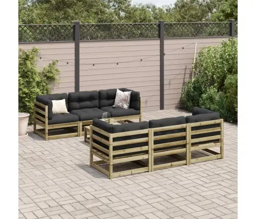 7-Daļīgs Dārza Dīvāna Komplekts Ar Matračiem, Impregnēta Priede Vidaxl