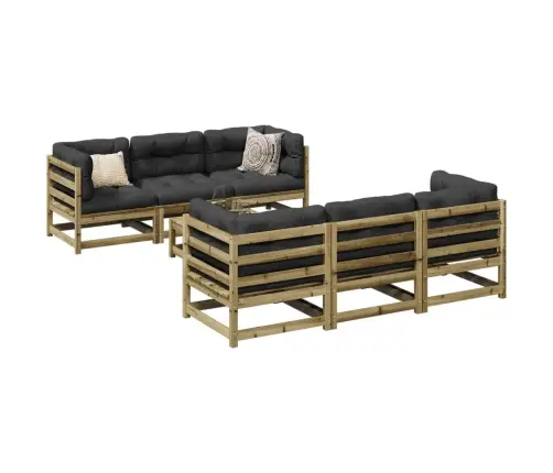 7-Daļīgs Dārza Dīvāna Komplekts Ar Matračiem, Impregnēta Priede Vidaxl