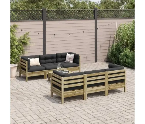 7-Daļīgs Dārza Dīvāna Komplekts Ar Matračiem, Impregnēta Priede Vidaxl