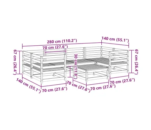 Sodo Sofos Komplektas, 7 Dalių, Pušies Medienos Masyvas