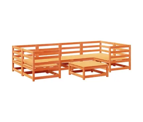 7-Daļīgs Dārza Dīvānu Komplekts, Vaska Brūnas Priedes Masīvkoks Vidaxl