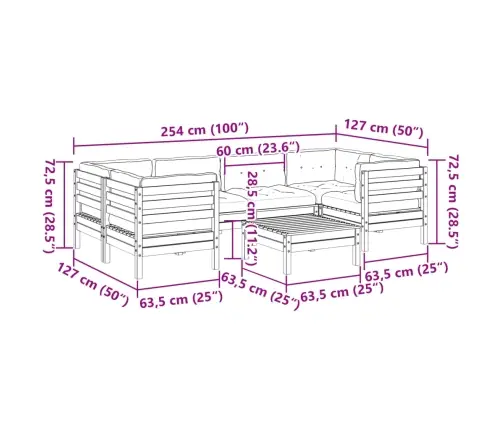 Sodo Komplektas Su Pagalvėlėmis, 7 Dalių, Douglas Eglės Masyvas