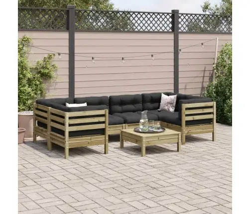 7-Daļīgs Dārza Dīvāna Komplekts Ar Matračiem, Impregnēta Priede Vidaxl