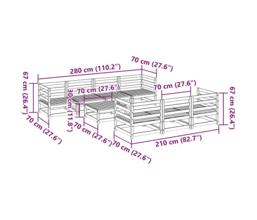 8-Daļīgs Dārza Dīvānu Komplekts, Impregnēts Priedes Koks Vidaxl
