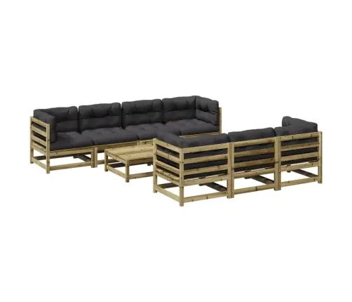 Sodo Sofos Komplektas Su Pagalvėlėmis, 8 Dalių, Pušis