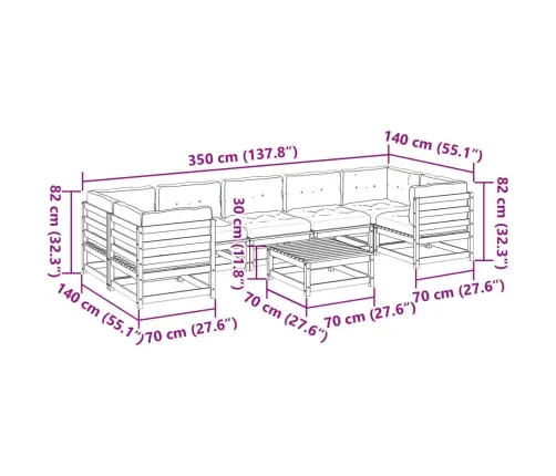 Sodo Sofos Komplektas Su Pagalvėlėmis, 8 Dalių, Vaško, Pušis