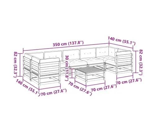 8-Daļīgs Dārza Dīvānu Komplekts Matrači Impregnēts Priedes Koks Vidaxl