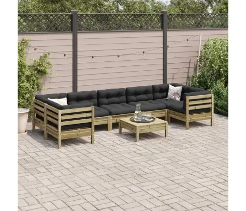 8-Daļīgs Dārza Dīvānu Komplekts Matrači Impregnēts Priedes Koks Vidaxl