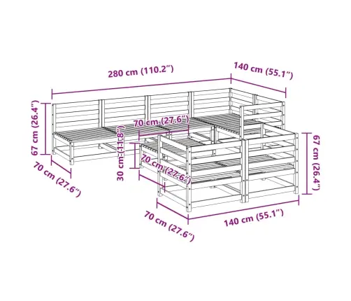 8-Daļīgs Dārza Dīvānu Komplekts, Priedes Masīvkoks Vidaxl