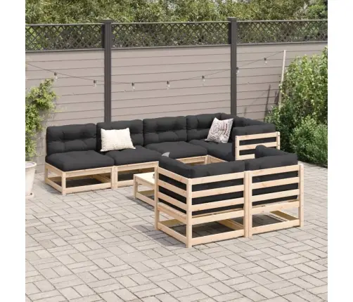 8-Daļīgs Dārza Dīvānu Komplekts Ar Matračiem, Priedes Koks Vidaxl