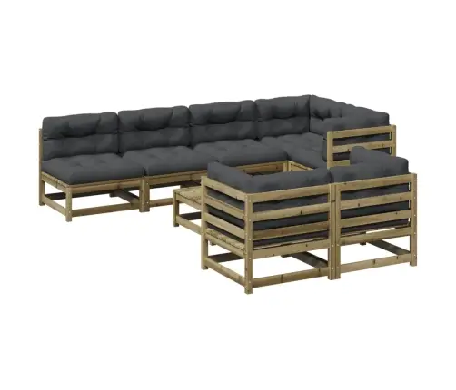 8-Daļīgs Dārza Dīvānu Komplekts Matrači Impregnēts Priedes Koks Vidaxl