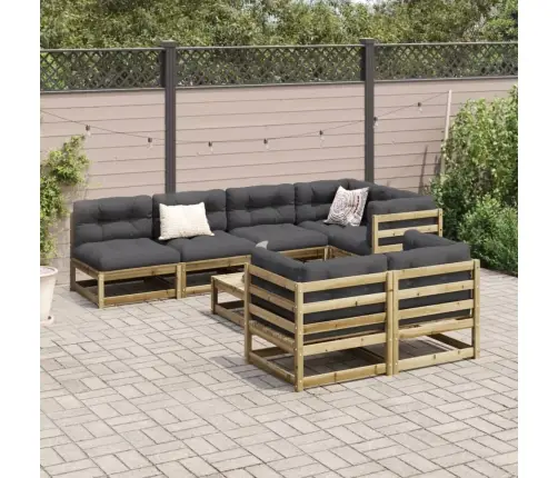 8-Daļīgs Dārza Dīvānu Komplekts Matrači Impregnēts Priedes Koks Vidaxl