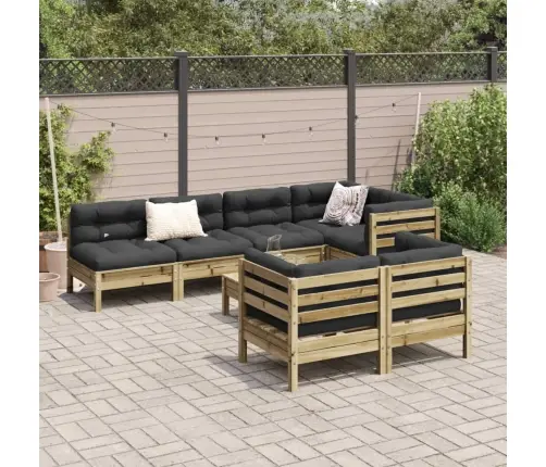 8-Daļīgs Dārza Dīvānu Komplekts Matrači Impregnēts Priedes Koks Vidaxl