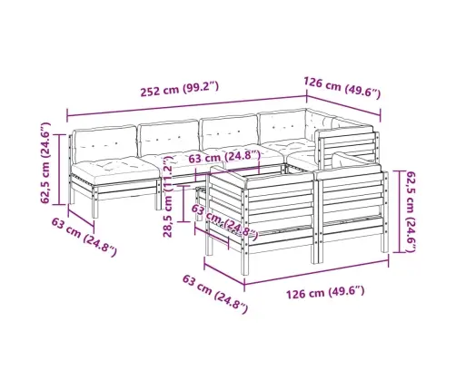 8-Daļīgs Dārza Dīvānu Komplekts Matrači Impregnēts Priedes Koks Vidaxl