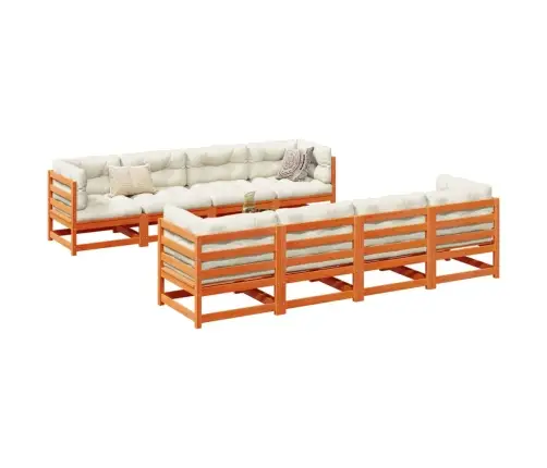 Sodo Sofos Komplektas, 9 Dalių, Vaško Rudas, Pušies Masyvas