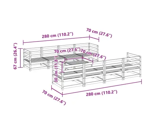 9-Daļīgs Dārza Dīvānu Komplekts, Impregnēts Priedes Koks Vidaxl