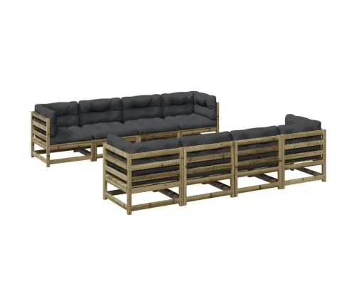 9-Daļīgs Dārza Dīvānu Komplekts Matrači Impregnēts Priedes Koks Vidaxl