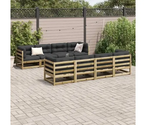 9-Daļīgs Dārza Dīvānu Komplekts Matrači Impregnēts Priedes Koks Vidaxl