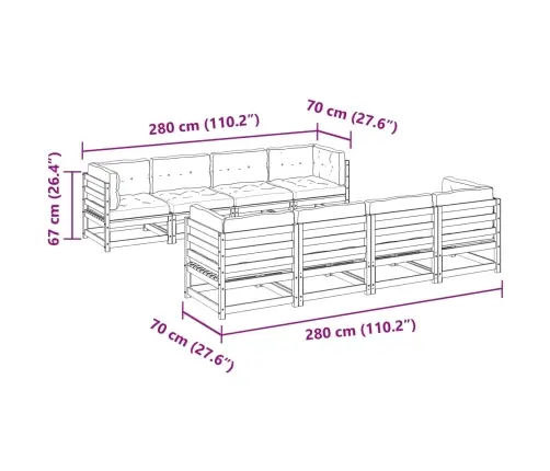 9-Daļīgs Dārza Dīvānu Komplekts Matrači Impregnēts Priedes Koks Vidaxl